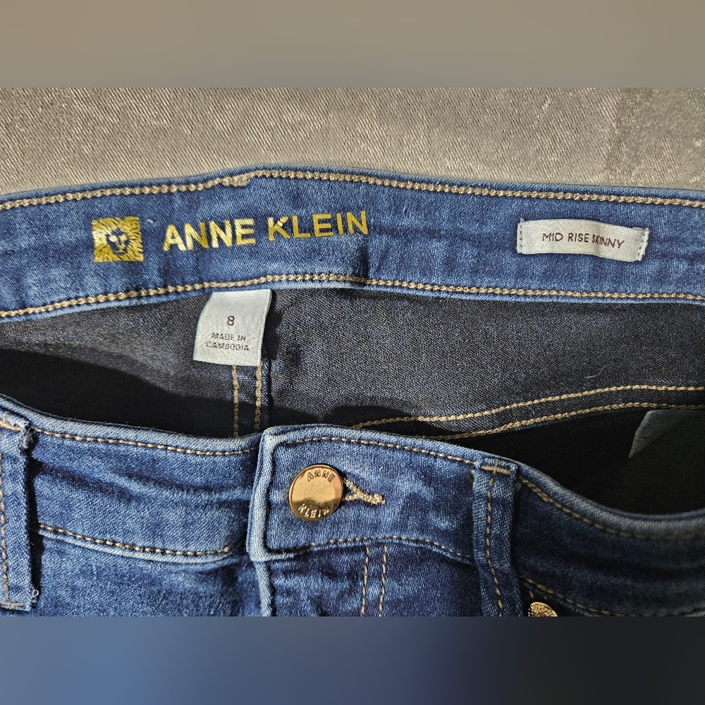 Anne Klein Mid Rise Skinny Denim Jeans Size 8 - Picture 3 of 7